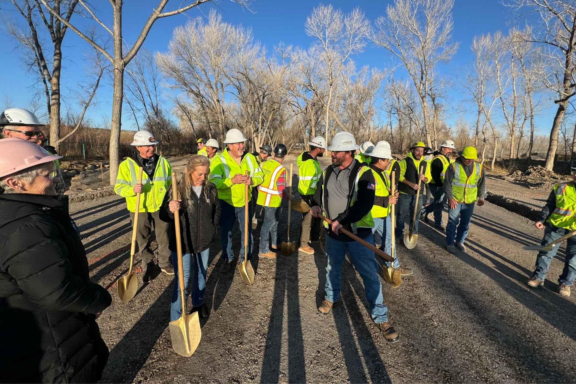 Stryker employees at a project ground breaking